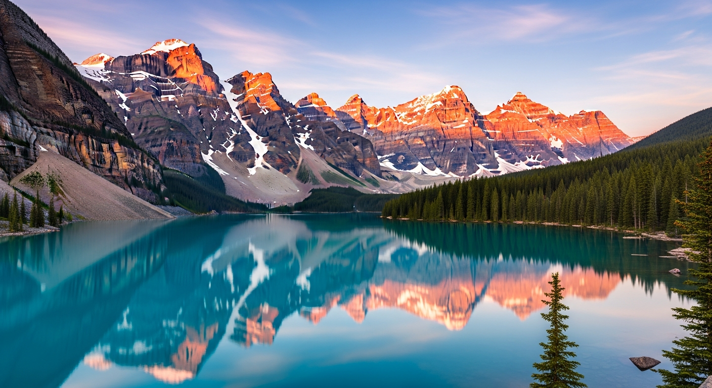Moraine Lake at dawn — this is why travellers say Banff is better than Switzerland